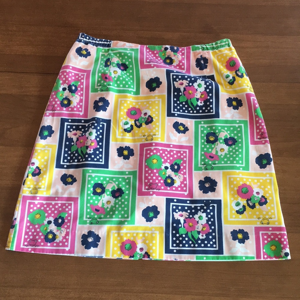 Vintage Floral Frogs Patchwork retro skirt skort polka dots frogs flowers 🌸 🐸 - Picture 2 of 16